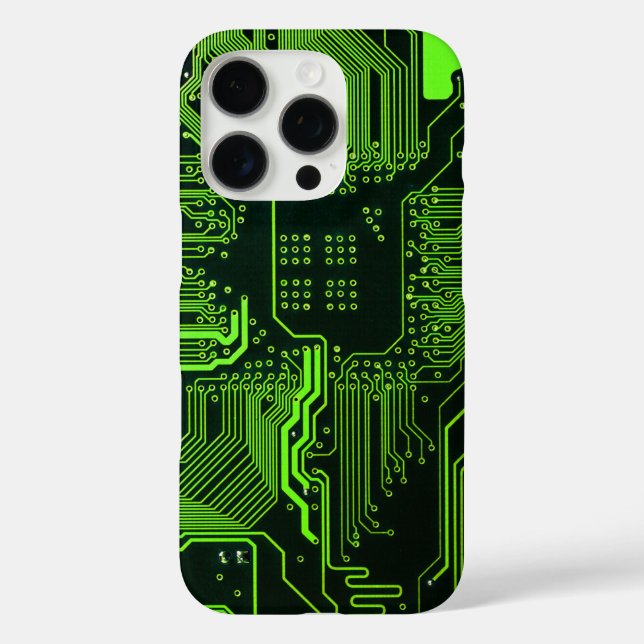 Cyber Green PCB Circuit Board Trace Pattern Art Case-Mate iPhone Case (Back)