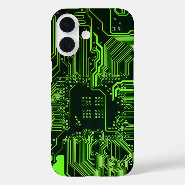 Cyber Green PCB Circuit Board Trace Pattern Art Case-Mate iPhone Case (Back)