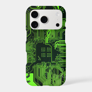 Cyber Green PCB Circuit Board Trace Pattern Art iPhone 17 Pro Case