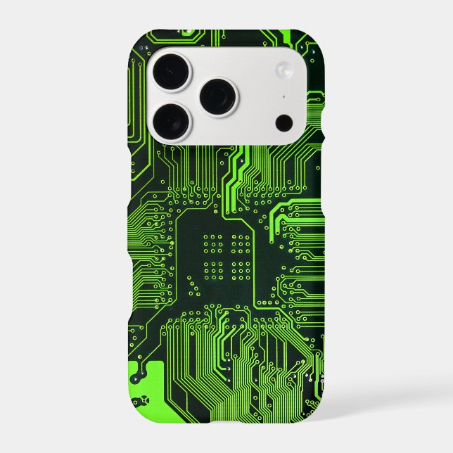 Cyber Green PCB Circuit Board Trace Pattern Art Case-Mate iPhone Case (Back)