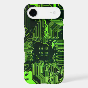 Cyber Green PCB Circuit Board Trace Pattern Art iPhone 17 Air Case