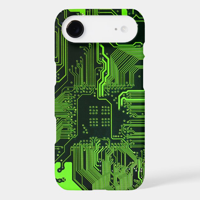 Cyber Green PCB Circuit Board Trace Pattern Art Case-Mate iPhone Case (Back)