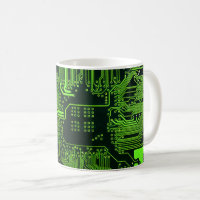 Cyber Green PCB Circuit Board Trace Pattern Art