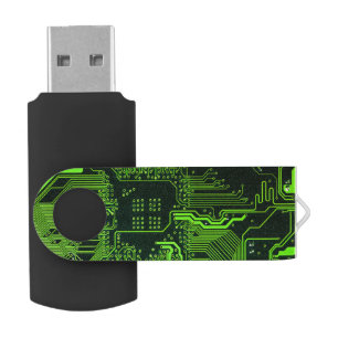 Cyber Green PCB Circuit Board Trace Pattern Art Flash Drive