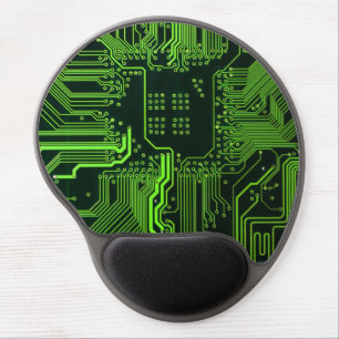 Cyber Green PCB Circuit Board Trace Pattern Art Gel Mouse Pad