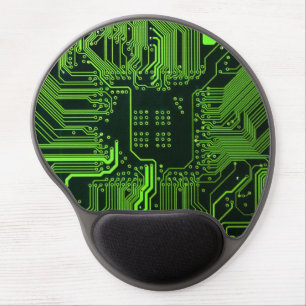 Cyber Green PCB Circuit Board Trace Pattern Art Gel Mouse Pad