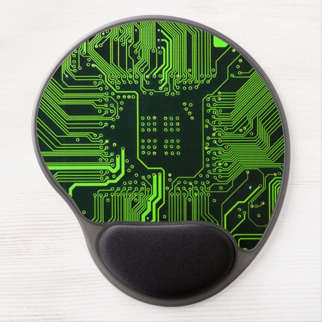Cyber Green PCB Circuit Board Trace Pattern Art Gel Mouse Pad (Front)