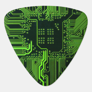 Cyber Green PCB Circuit Board Trace Pattern Art Guitar Pick