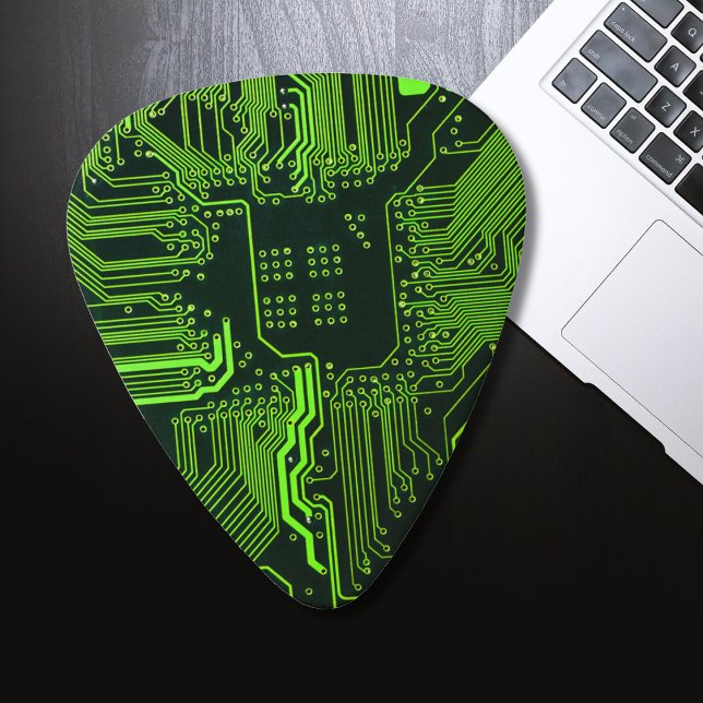 Cyber Green PCB Circuit Board Trace Pattern Art Guitar Pick (Creator Uploaded)