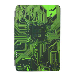 Cyber Green PCB Circuit Board Trace Pattern Art iPad Mini Cover