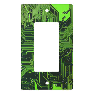 Cyber Green PCB Circuit Board Trace Pattern Art Light Switch Cover