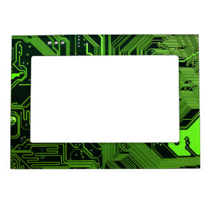 Cyber Green PCB Circuit Board Trace Pattern Art Magnetic Photo Frame