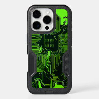 Cyber Green PCB Circuit Board Trace Pattern Art iPhone 16 Pro Case