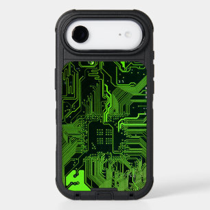 Cyber Green PCB Circuit Board Trace Pattern Art iPhone 17 Air Case