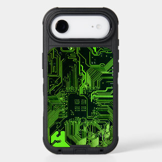 Cyber Green PCB Circuit Board Trace Pattern Art iPhone 17 Air Case