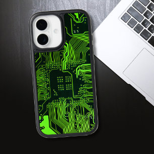 Cyber Green PCB Circuit Board Trace Pattern Art iPhone 17 Case