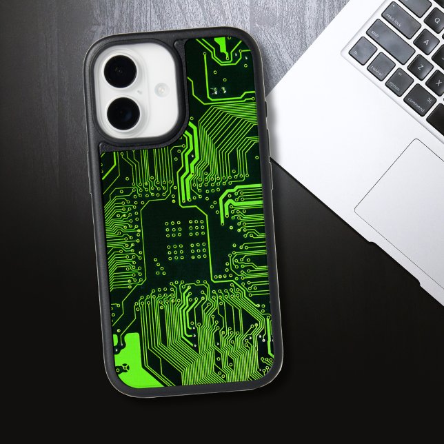 Cyber Green PCB Circuit Board Trace Pattern Art Otterbox iPhone Case (Creator Uploaded)