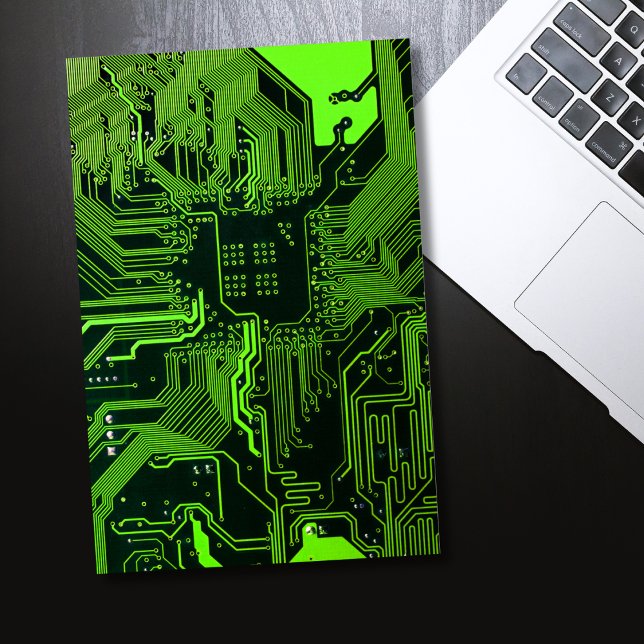 Cyber Green PCB Circuit Board Trace Pattern Art Poster (Creator Uploaded)