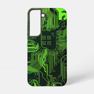 Cyber Green PCB Circuit Board Trace Pattern Art Samsung Galaxy S22 Case