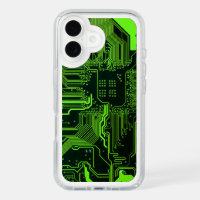 Cyber Green PCB Circuit Board Trace Pattern Art