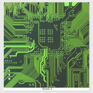 Cyber Green PCB Circuit Board Trace Pattern Art Sticker