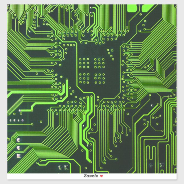 Cyber Green PCB Circuit Board Trace Pattern Art Sticker (Sheet)