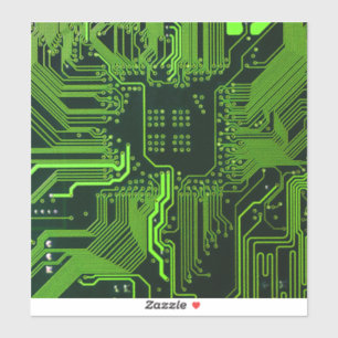 Cyber Green PCB Circuit Board Trace Pattern Art Sticker