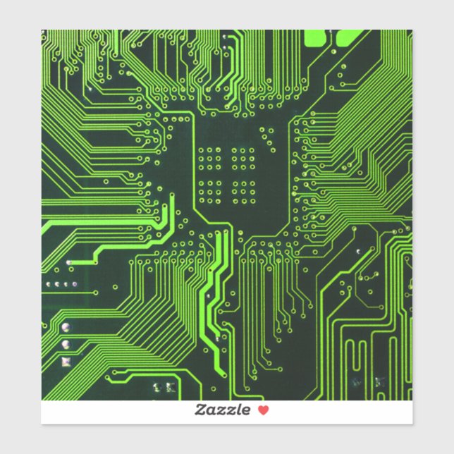 Cyber Green PCB Circuit Board Trace Pattern Art Sticker (Sheet)