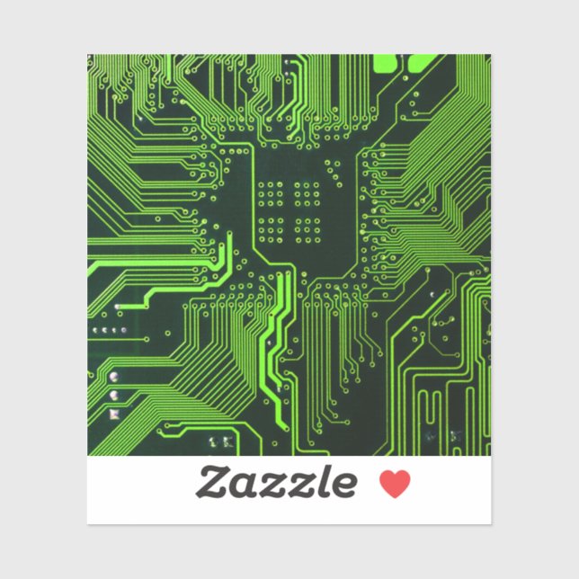 Cyber Green PCB Circuit Board Trace Pattern Art Sticker (Sheet)