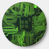 Cyber Green PCB Circuit Board Trace Pattern Art Wireless Charger (Front)