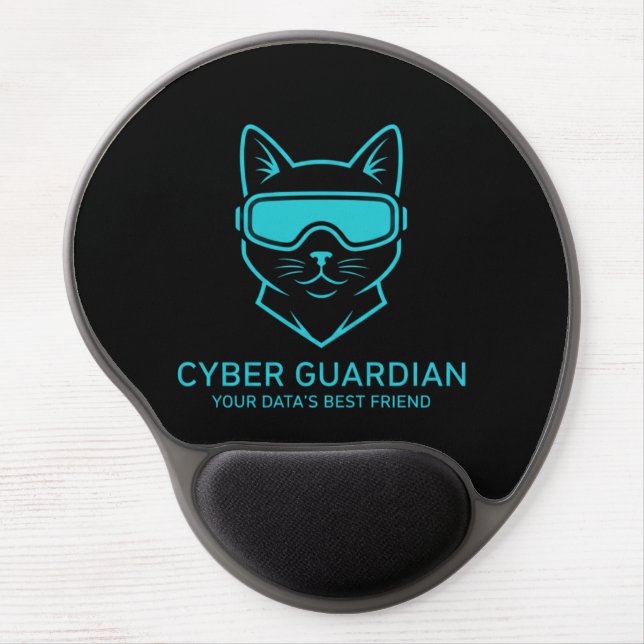 Cyber Guardian Neon Cat - Ergonomic Gel Mousepad f (Front)