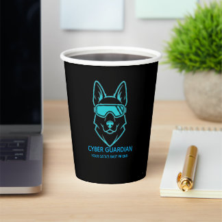 Cyber Guardian Neon Dog - Tech Event & Office Pape Paper Cups
