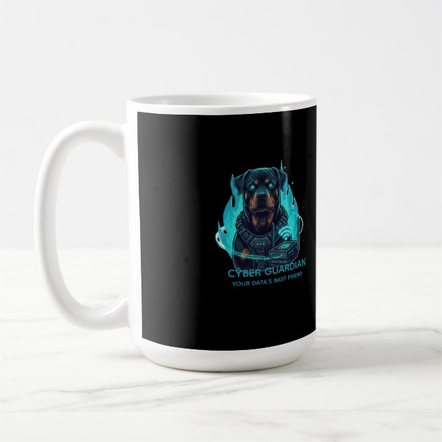 Cyber Guardian Rottweiler Blue Flame - High-Tech O Coffee Mug (Left)