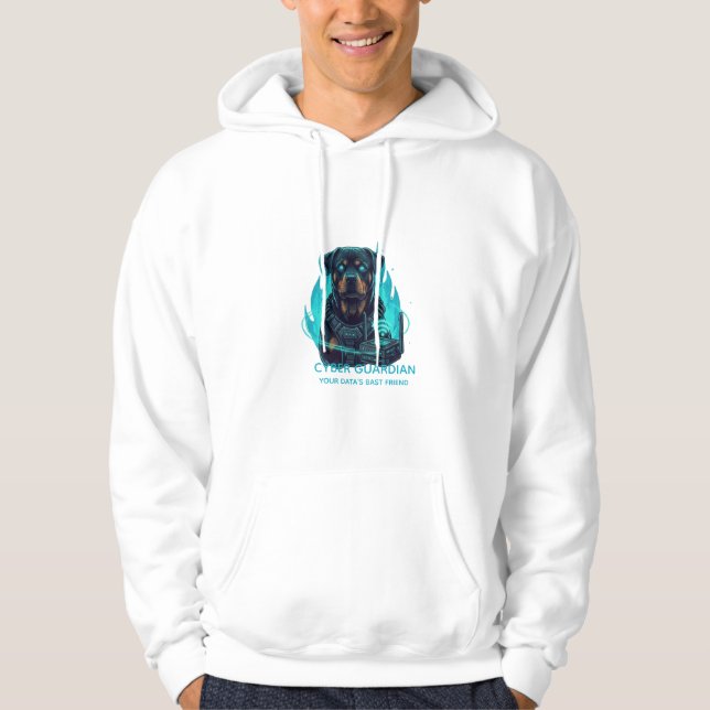 Cyber Guardian Rottweiler Blue Flame - Tech Profes Hoodie (Front)