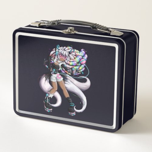 Cyber Kitsune Girl Metal Lunch Box