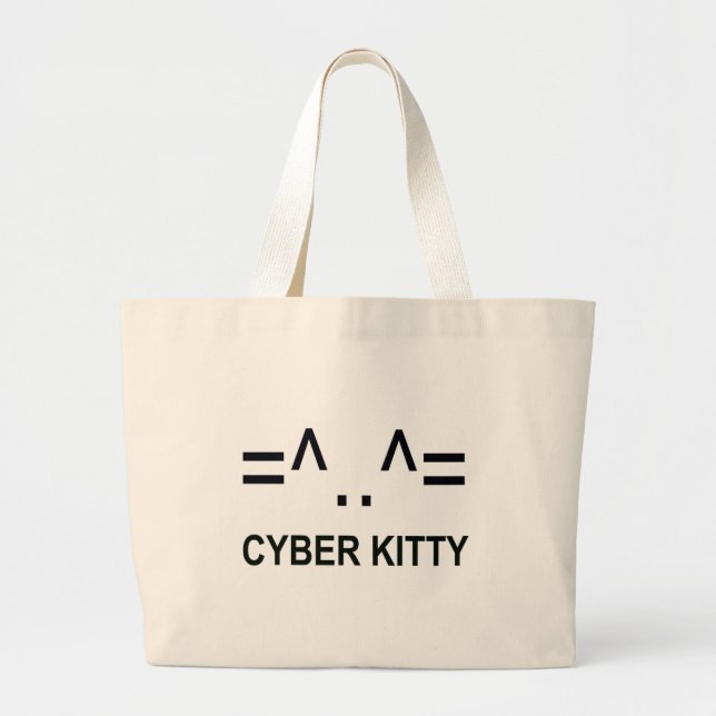 Cyber Kitty Large Tote Bag (Front)