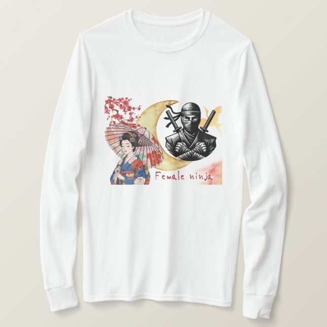 Cyber Kunoichi: Neon Night Shinobi Edition T-Shirt (Design Front)