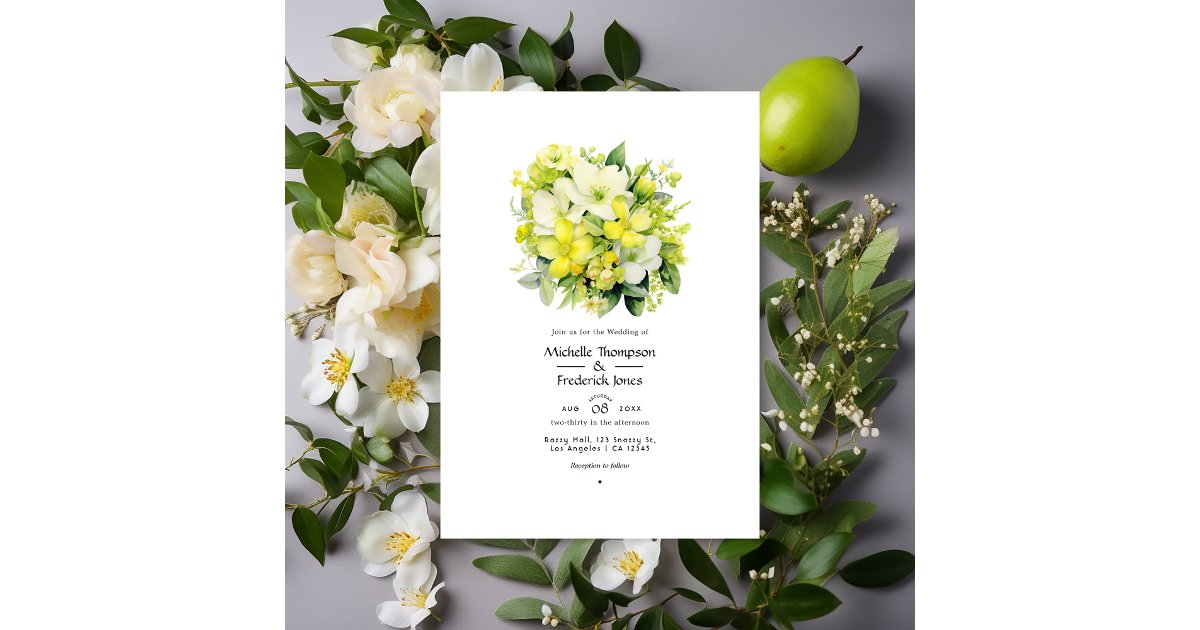 Lime Invitation Background Cyber Lime Floral Wedding Invitation | Zazzle