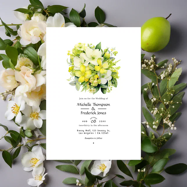 Lime Invitation Background Cyber Lime Floral Wedding Invitation | Zazzle