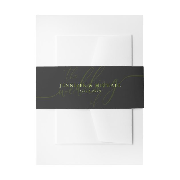 Cyber Lime Jet Black Basic Suite Wedding Invitation Belly Band
