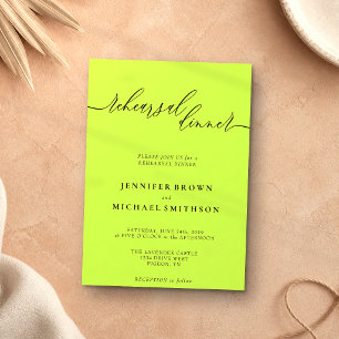 Cyber Lime Jet Black Celebration Rehearsal Dinner Invitation