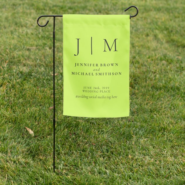 Cyber Lime Jet Black Classic Simple Wedding Garden Flag