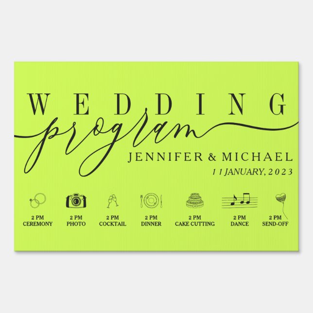 Cyber Lime Jet Black Program Custom Icons Timeline Sign (Front)