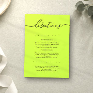 Cyber Lime Jet Black Simple Wedding Directions Enclosure Card