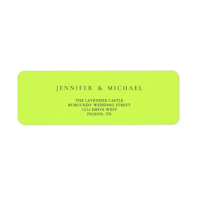 Cyber Lime Jet Black Weds Wedding mowing address Label