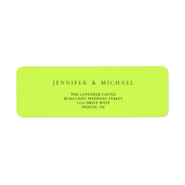 Cyber Lime Jet Black Weds Wedding mowing address Label (Front)
