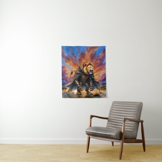 Cyber Lion of the Wastelands  Tapestry (In Situ)
