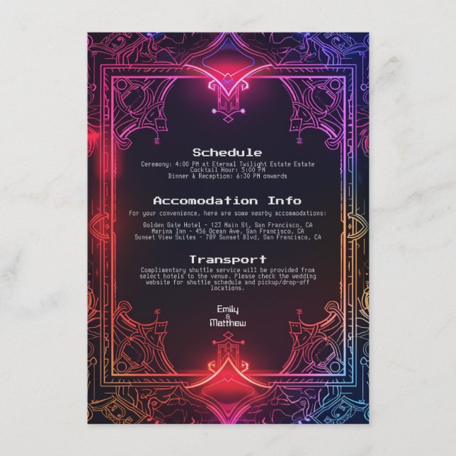 Cyber-Medieval Fusion Wedding Enclosure Card (Front)
