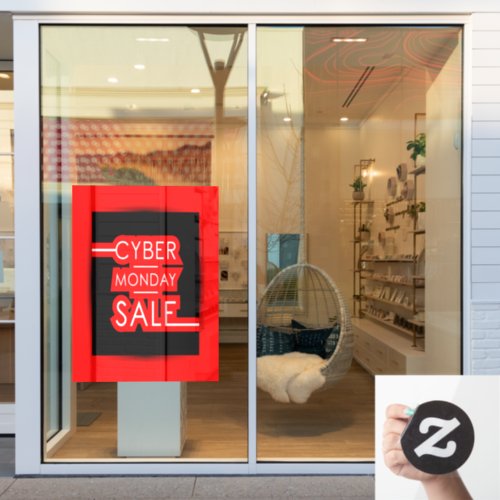 Cyber Monday Black Red Business Sale Banner Window Cling