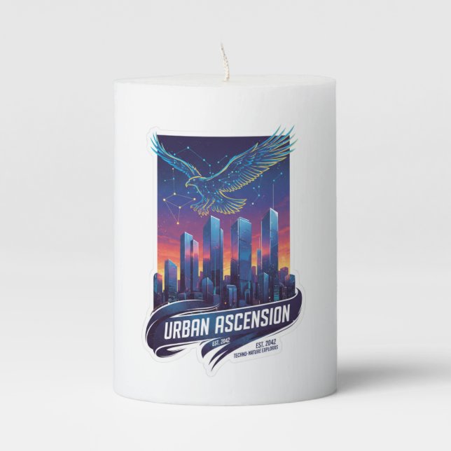 Cyber-Nature Vector Pillar Candle (Front)